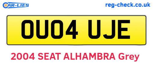 OU04UJE are the vehicle registration plates.