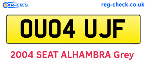 OU04UJF are the vehicle registration plates.