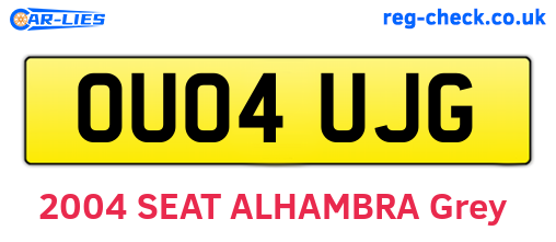 OU04UJG are the vehicle registration plates.