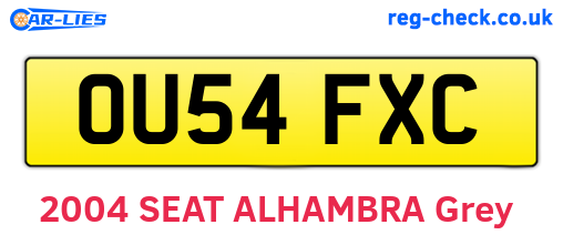 OU54FXC are the vehicle registration plates.