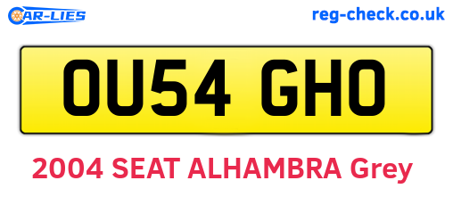 OU54GHO are the vehicle registration plates.
