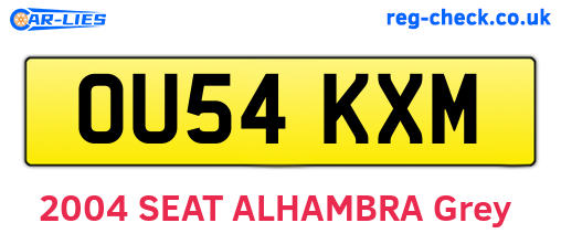 OU54KXM are the vehicle registration plates.