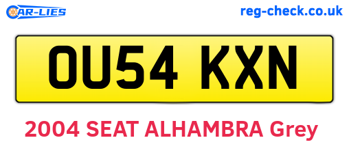 OU54KXN are the vehicle registration plates.