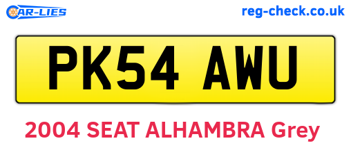 PK54AWU are the vehicle registration plates.