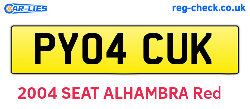 PY04CUK are the vehicle registration plates.