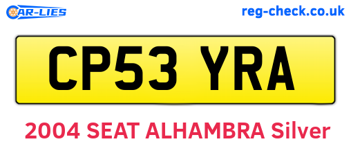 CP53YRA are the vehicle registration plates.