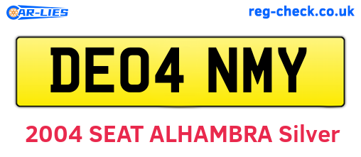 DE04NMY are the vehicle registration plates.