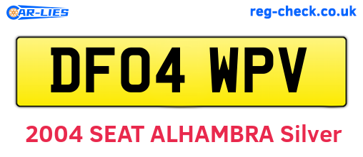 DF04WPV are the vehicle registration plates.