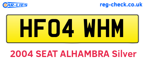 HF04WHM are the vehicle registration plates.
