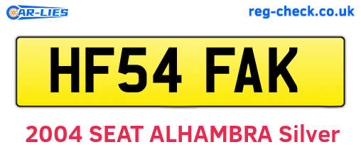 HF54FAK are the vehicle registration plates.