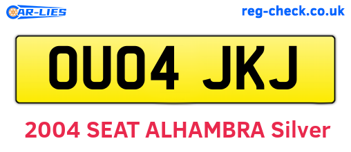 OU04JKJ are the vehicle registration plates.