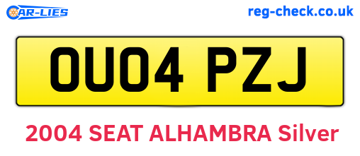 OU04PZJ are the vehicle registration plates.