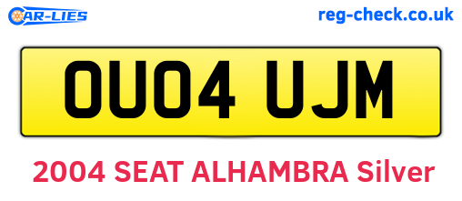 OU04UJM are the vehicle registration plates.