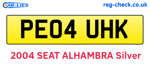 PE04UHK are the vehicle registration plates.
