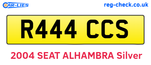 R444CCS are the vehicle registration plates.