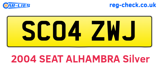 SC04ZWJ are the vehicle registration plates.