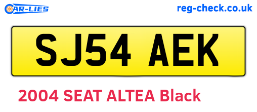 SJ54AEK are the vehicle registration plates.