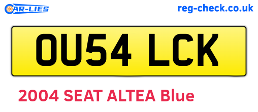 OU54LCK are the vehicle registration plates.