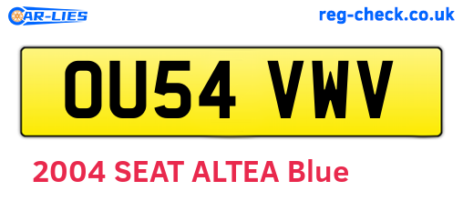 OU54VWV are the vehicle registration plates.