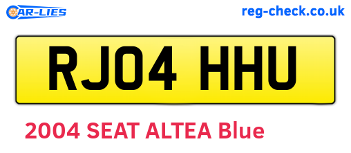 RJ04HHU are the vehicle registration plates.