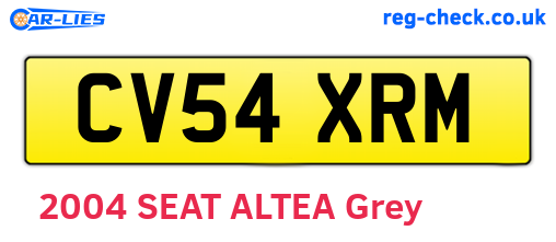 CV54XRM are the vehicle registration plates.