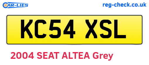 KC54XSL are the vehicle registration plates.