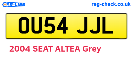 OU54JJL are the vehicle registration plates.