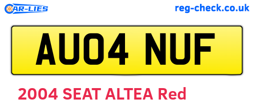 AU04NUF are the vehicle registration plates.