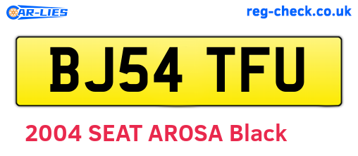 BJ54TFU are the vehicle registration plates.