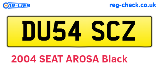 DU54SCZ are the vehicle registration plates.