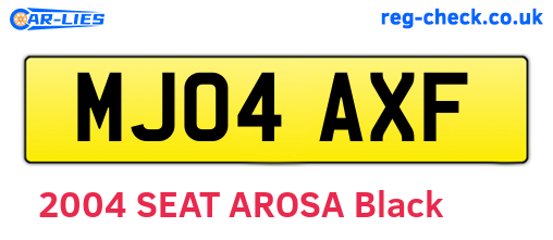 MJ04AXF are the vehicle registration plates.