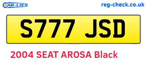 S777JSD are the vehicle registration plates.