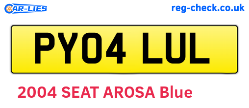 PY04LUL are the vehicle registration plates.