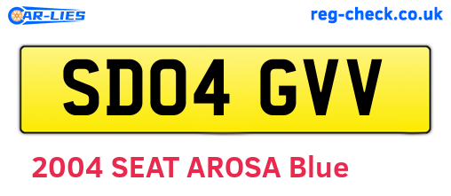SD04GVV are the vehicle registration plates.