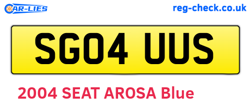 SG04UUS are the vehicle registration plates.