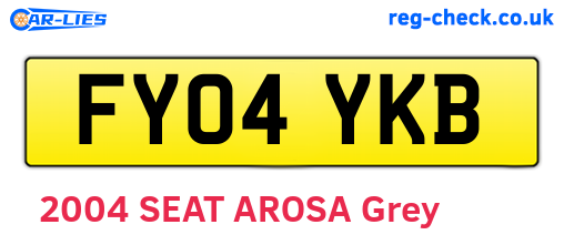 FY04YKB are the vehicle registration plates.