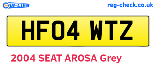 HF04WTZ are the vehicle registration plates.