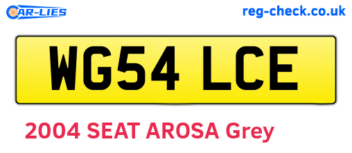 WG54LCE are the vehicle registration plates.