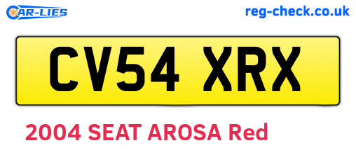 CV54XRX are the vehicle registration plates.