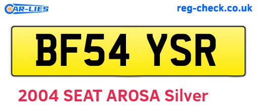 BF54YSR are the vehicle registration plates.