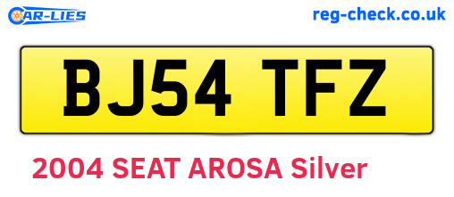 BJ54TFZ are the vehicle registration plates.