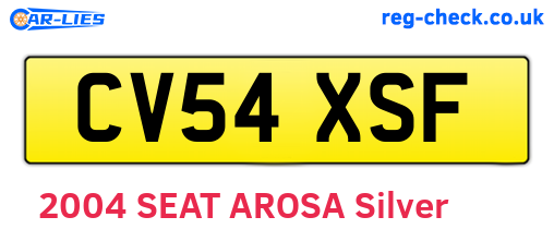 CV54XSF are the vehicle registration plates.