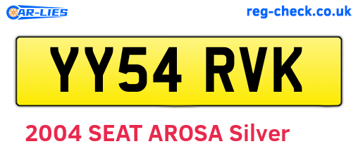 YY54RVK are the vehicle registration plates.