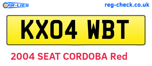 KX04WBT are the vehicle registration plates.