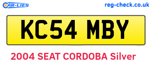 KC54MBY are the vehicle registration plates.