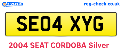 SE04XYG are the vehicle registration plates.