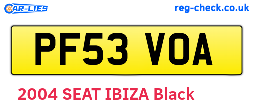 PF53VOA are the vehicle registration plates.