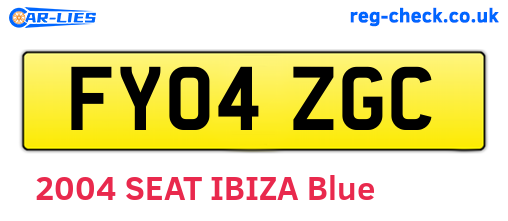 FY04ZGC are the vehicle registration plates.
