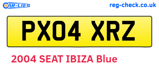 PX04XRZ are the vehicle registration plates.