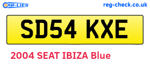 SD54KXE are the vehicle registration plates.